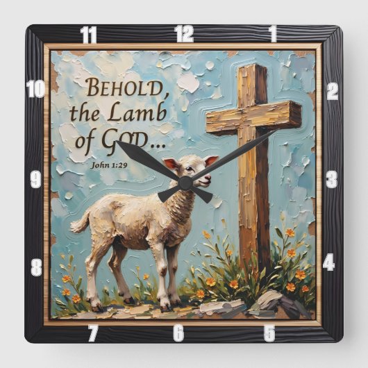 Lamb of God: Sacred Timepiece Art スクエア壁時計 (正面)