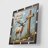 Lamb of God: Sacred Timepiece Art スクエア壁時計 (傾斜)