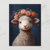 Lamb Wearing a Flower Crown ポストカード (正面)