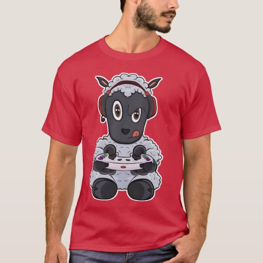 Lamb With Gaming Controller I Funny Gaming I Gamer Tシャツ (正面)