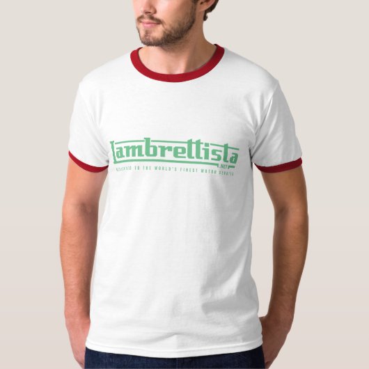 Lambrettistaの緑の古い学校の文字のTシャツ Tシャツ (正面)