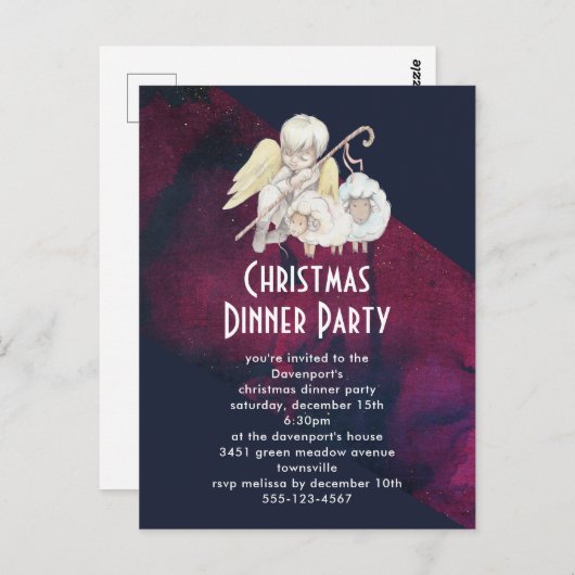 Lambs Dnnerとのクリスマスエンジェルシェパードパーティー ポストカード (正面/裏面)