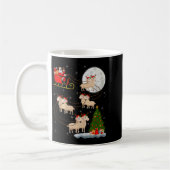 Lambs Sheep Santa Sleigh Flying Funny Magical Chri コーヒーマグカップ (左)