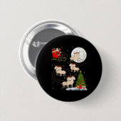 Lambs Sheep Santa Sleigh Flying Funny Magical Chri 缶バッジ (正面&裏面)