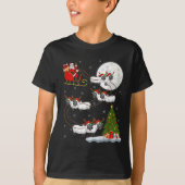 Lambs Sheep Santa Sleigh Flying Funny Magical Chri Tシャツ (正面)