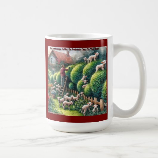 Lambscape Artist: トピアリーがモフモフに コーヒーマグカップ (右)