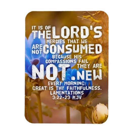 Lamentations 3:22-23 KJV 聖書の詩 マグネット (縦)