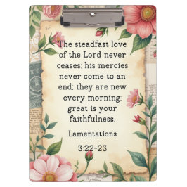 Lamentations 3:22–23 Vintage Floral Design  クリップボード