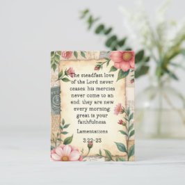 Lamentations 3:22–23 Vintage Floral Design  ポストカード