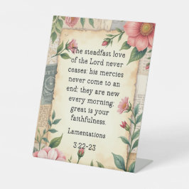 Lamentations 3:22–23 Vintage Floral Design  台座サイン