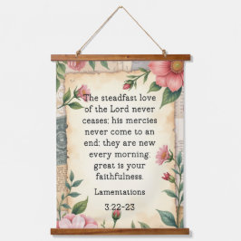Lamentations 3:22–23 Vintage Floral Design  吊り下げ型タペストリー