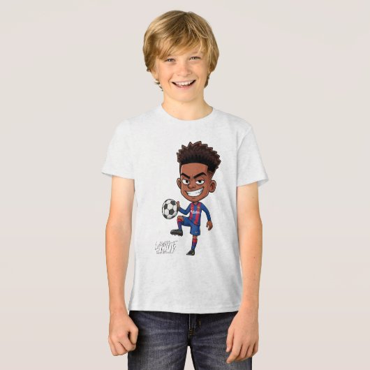 Lamine Yamal – バルサのRising Star Cartoon Tシャツ (正面全面)