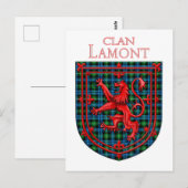 Lamont Tartan Scottish Plaid Lion Rampant ポストカード (正面/裏面)