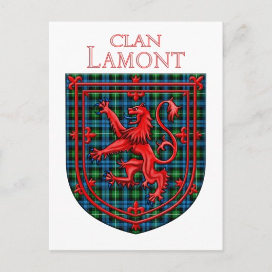 Lamont Tartan Scottish Plaid Lion Rampant ポストカード (正面)
