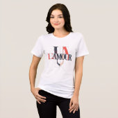 L'Amour フランス建築幾何学タイポグラフィ トライブレンドTシャツ (正面全面)