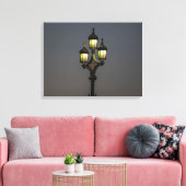 Lamppost at night view canvas print キャンバスプリント (インサイチュ (リビング))