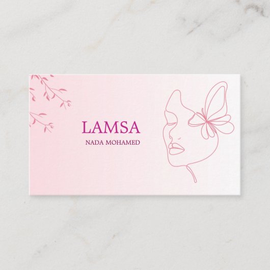 LAMSA メイクアップアーティスト名刺｜エレガントピンクB 名刺 (正面)
