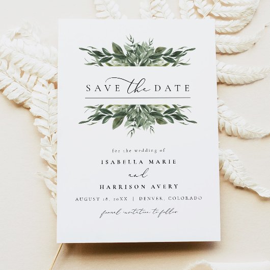 LANA モダンボヘミアン グリーン Save the Date 招待状