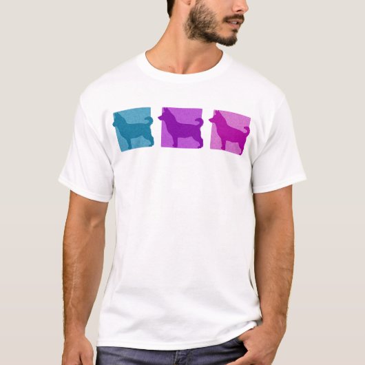 LancashireカラフルなHeelerのシルエット Tシャツ (正面)