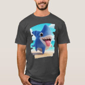 Land Half Cute Dog Half Whimsical Shark 3D retro Tシャツ (正面)