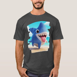 Land Half Cute Dog Half Whimsical Shark 3D retro Tシャツ