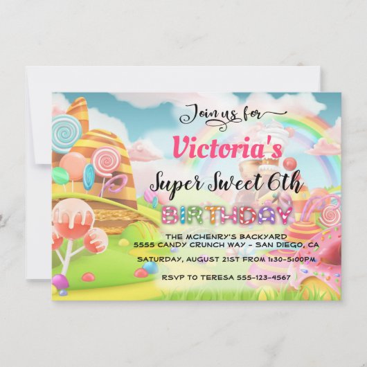 Land of Candy Birthday Party招待 招待状 (正面)