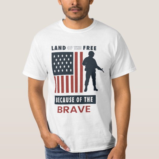 Land of the Free Because of the Brave Patriotic Tシャツ (正面)