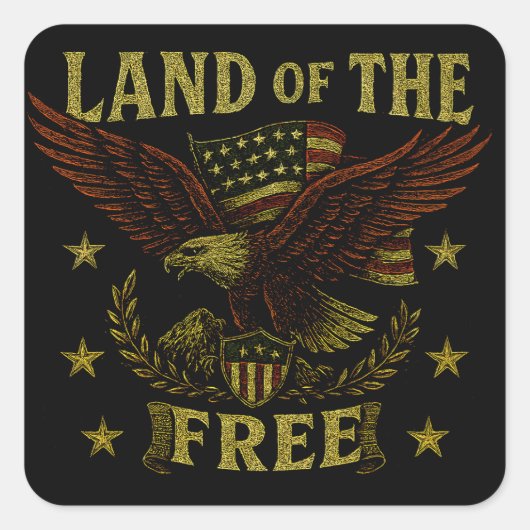 Land of the Free – Classic American Liberty スクエアシール (正面)