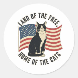 Land of the Free - Patriotic Catヴィンテージシール ラウンドシール