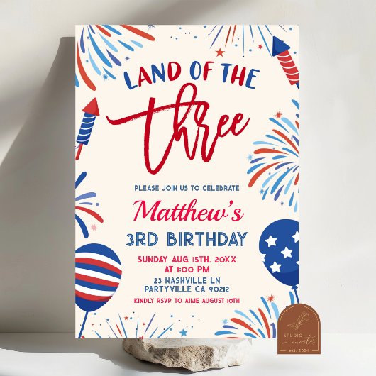 Land of Three Patriotic Birthday Invitation 招待状