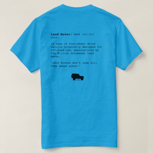 Land Rover Definition T型 Tシャツ (デザイン裏面)