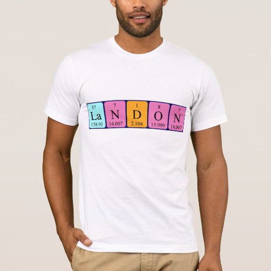 Landonの周期表名のシャツ Tシャツ (正面)