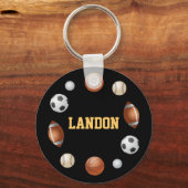 Landon World of Sports Keychain – ブラック キーホルダー (正面)