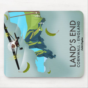 Land's End Cornwall Travelマップのポスター マウスパッド