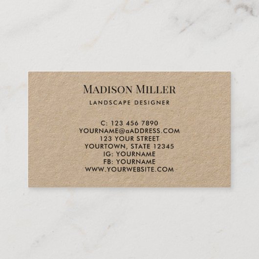 Landscape Designer Kraft Paper 名刺 (裏面)