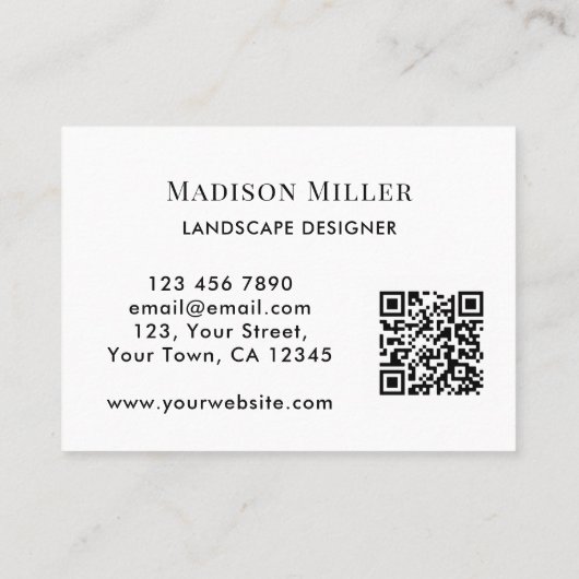 Landscape Designer QR Code Greenery 名刺 (裏面)