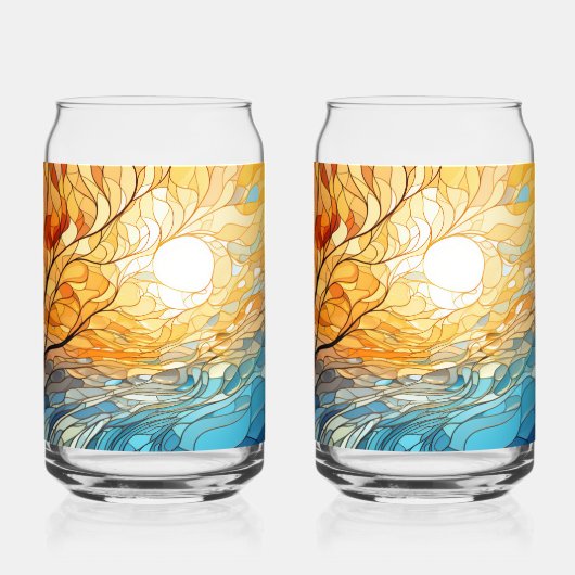 Landscape in Ukrainian folk art motifs ガラス缶 (正面)