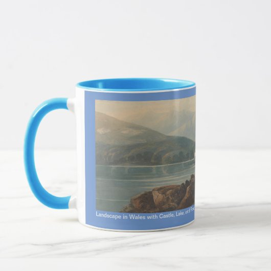 Landscape in Wales with Castle, By John Varley マグカップ (左)