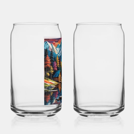 Landscape nature sunset lake Mountain forest ガラス缶 (右)