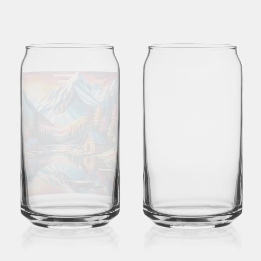 Landscape nature sunset lake Mountain forest ガラス缶 (裏面)