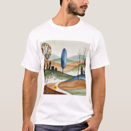 landscape of hills with small houses tシャツ