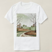 landscape of hills with small houses tシャツ (デザイン正面)