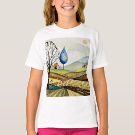 landscape of hills with small houses tシャツ