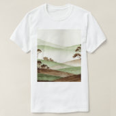 landscape of hills with small houses tシャツ (デザイン正面)