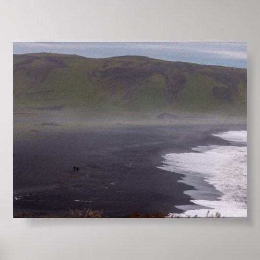 Landscape of the black beach in Iceland ポスター (正面)