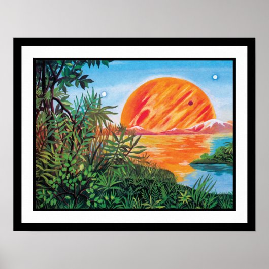 Landscape on Europa - Sci Fi Jupiter Moon Painting ポスター (正面)