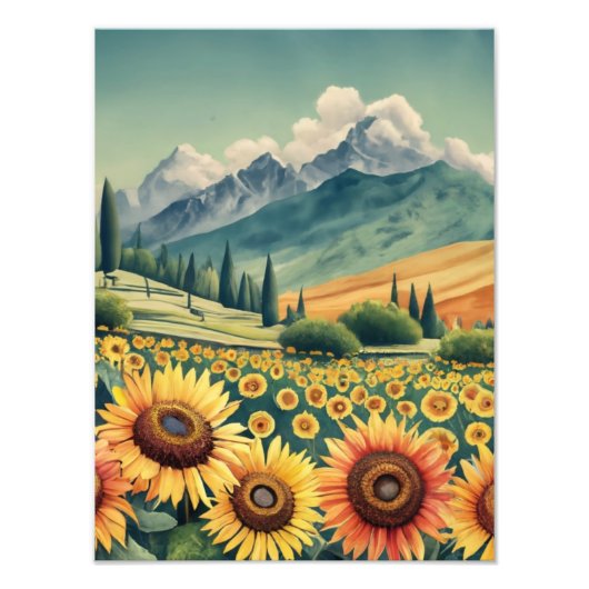Landscape Sunflowers Boho フォトプリント (正面)