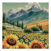Landscape Sunflowers Boho ポスター (正面)