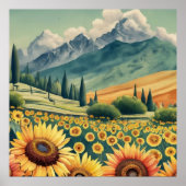 Landscape Sunflowers Boho ポスター (正面)