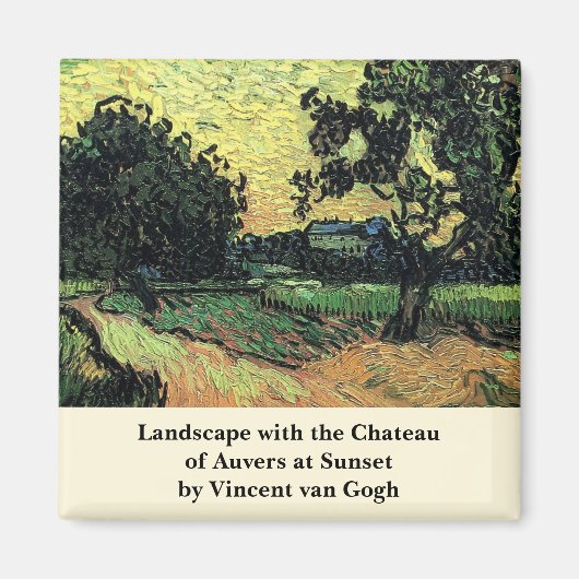 Landscape w Chatau of Auvers by Vincent van ゴッホ マグネット (正面)